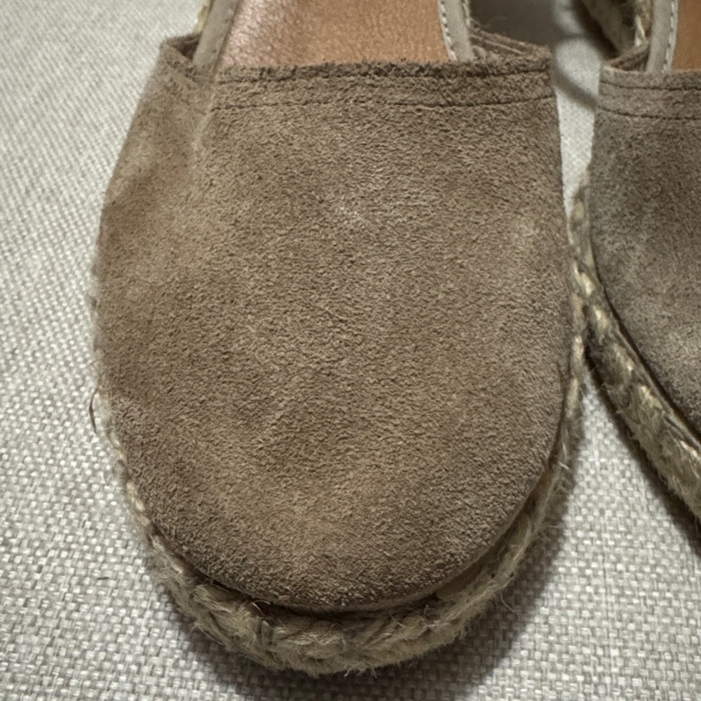 Verbenas Malena Leather Espadrille Wedge Sandal-Taupe-Sz 39-Ankle Strap-GUC - Picture 4 of 16